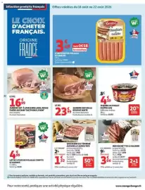 Catalogue Auchan page 32: Le Porc Français Jambon cru vieille réserve aoste €23,99, MAÎTRE COQ TENDERS DE POULET €4,39