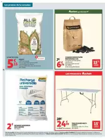 Catalogue Auchan page 36: Gardenstar CHARBON DE BOIS €6,79, ALL GREEN Granulés de bois €5,15