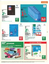 Catalogue Auchan page 43: CLAIREFONTAINE FEUILLES SIMPLES €1,50, IDERAMA Chemise élastique polypro 3 rabats €1,10