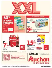 Catalogue Auchan page 48: Auchan Lait demi-écrémé €9,90, Coca-Cola Original €7,30
