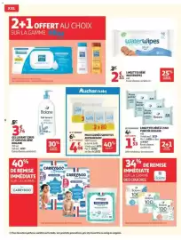 Catalogue Auchan page 6: Biolane Lingettes bébé à l'eau purifiée €1,53, AUCHAN BABY MAXI CARRÉS SENSITIVE €4,06