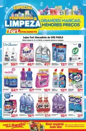 Tabloide Fort Atacadista Página 1: Amaciante de Roupas Ypé Concentrado €17,90, Desinfetante Bak Ypê €18,90