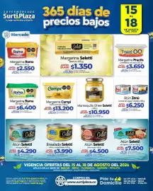 Catálogo Supermercados Surtiplaza Página 8: Margarina Campi €13.200,00, Mantequilla Ghee Seletti €10.950,00