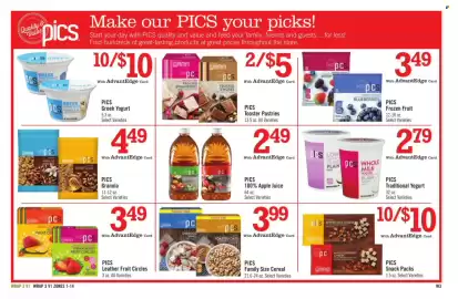 Price Chopper weekly ad week 34 Page 15: PICS Family Size Cereal €3,99, PICS Greek Yogurt €1,00