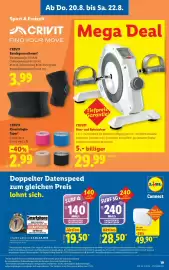 Lidl Flugblatt woche 34 Seite 23: CRIVIT Bandagensortiment €3,99, CRIVIT Arm- und Beintrainer €29,99