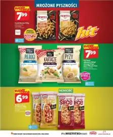 Topaz gazetka tydzień 34 Strona 27: Frytki proste Hortex €7,99, Pizza Slice Beef Salami Dr. Oetker €6,99