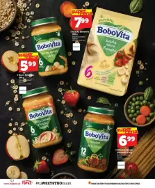 Topaz gazetka tydzień 34 Strona 32: Kaszka BoboVita manna 3 owoce €7,99, Deser BoboVita morele banany i jabłka €5,99