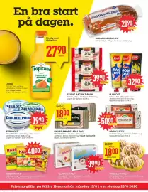 Willys Hemma reklamblad vecka 34 Sida 2: SKOGAHOLMSLIMPA €21,90, SKIVAT BACON 3-PACK €39,90