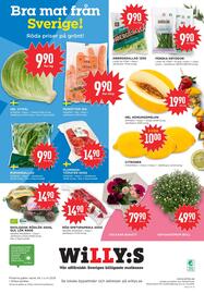 Willys reklamblad vecka 34 Sida 8: ISBERGSSALLAD 125G €9,90, EKOLGISK RÖDLÖK 500G, GUL LÖK 600G €14,90