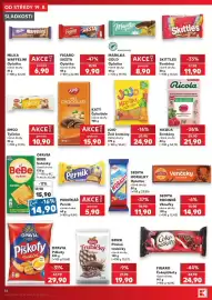 Kaufland leták týden 34 Strana 36: Katy milk chocolate with peanuts €15,90, Opavia piškoty tradiční €29,90