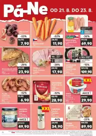 Kaufland leták týden 34 Strana 48: Váhala Šunka Delikates s hříbkky €17,90, Dřevorubecký chléb €23,90