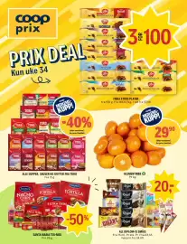 Coop Prix kundeavis uke 34 Side 1: KLEMENTINER, Medlemspris, FREIA STORE PLATER €100,00