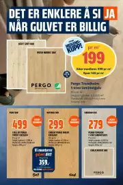 Obs Bygg kundeavis Side 7: FJELL BY PERGO FINERT EIKEGULV €499,00, Pergo Trondheim 1-stav laminatgulv €339,00