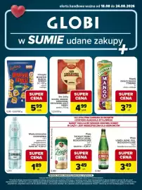 Globi gazetka tydzień 34 Strona 1: Chrupki MONSTER MUNCH, PEPPIES €5,99, Napój Owoce Świata Tymbark €3,79