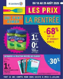 Catalogue E.Leclerc page 1: Esquisse Protège-documents €1,18, Barilla Pesto €1,95