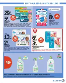 Catalogue E.Leclerc page 21: Pampers baby-dry €5,99, Mots d'enfants Changes Bébé Ultra Confort €3,71