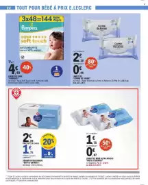 Catalogue E.Leclerc page 22: Corine de Farme Lingettes €2,63, Pampers Lingettes Bebe €4,49