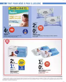 Catalogue E.Leclerc page 22: Corine de Farme Lingettes €2,63, Pampers Lingettes Bebe €4,49