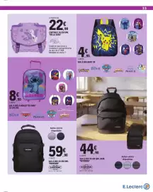 Catalogue E.Leclerc page 33: Stitch Sac à dos à roulettes baby €8,90, Bella Sara Cartable €22,90