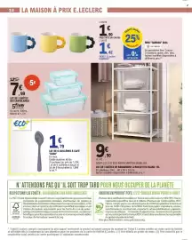 Catalogue E.Leclerc page 34: ALBA Cuillères à café €1,79, LOT DE 3 BOÎTES DE RANGEMENT À ROULETTES BLANC 15L €9,90