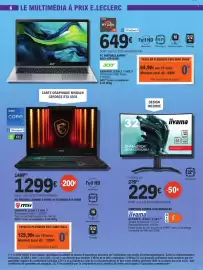 Catalogue E.Leclerc page 6: Iiyama MONITEUR GAMING GCB3280QSU-B2 €229,00, Msi PC PORTABLE GAMING CYBORG 15 €1.299,00