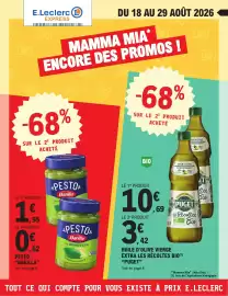 Catalogue E.Leclerc Express page 1: Puget - huile d'olive vierge extra les rectores bio €10,69, Barilla - pesto €1,95