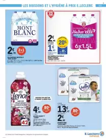 Catalogue E.Leclerc Express page 11: E.leclerc - eau minérale naturelle source amanda €2,46, Lenor - assouplissant €4,90