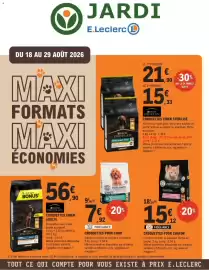 Catalogue E.Leclerc Jardi page 1: Purina - croquettes chien stérilisé €21,90, Purina - croquettes chien adulte €56,90