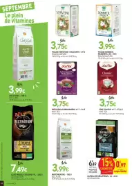 Catalogue naturéO page 12: Destination capsules décaféiné €6,49, Yogi tea yogi classic x 17 - 37,4 g €3,75