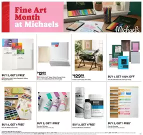 Michaels weekly ad week 34 Page 1: Artist's Loft Super Value Canvas Packs €12,99, Artist's Loft™ Glass Art Table €129,99