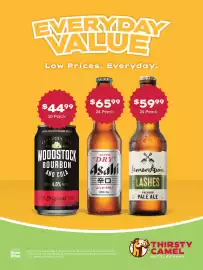 Thirsty Camel catalogue Page 3: James Squire Lashes Premium Pale Ale €59,99, Woodstock Bourbon and Cola €44,99