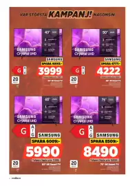 Power reklamblad vecka 34 Sida 2: Samsung 43" 4K Smart TV €3.999,00, Samsung 50" 4K Smart TV €4.222,00