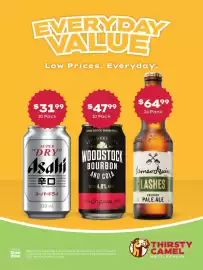 Thirsty Camel catalogue Page 3: James Squire Lashes Premium Pale Ale €64,99, Woodstock bourbon and cola €47,99