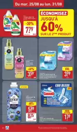 Catalogue ALDI semaine 35 page 22: Canard - 2 blocs wc eau bleue €1,39, Lenor - adoucissant €5,89