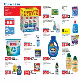 Volantino Carrefour Pagina 26: Detersivo Liquido Lavatrice Dash €9,49, Caps Lavastoviglie Fairy All in One assortite €9,49