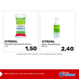 Volantino Iper Tosano settimana 34 Pagina 8: Citrosil salviette igienizzanti limone €1,50, Citrosil Spray disinfettante €2,40