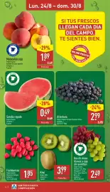 Folleto ALDI semana 35 Página 4: Sandía rayada €0,49, Arándano €2,99