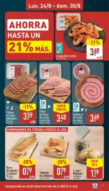 Folleto ALDI semana 35 Página 7: Langostino cocido €3,69, Carrefour filete de lomo de cerdo corte fino €3,48