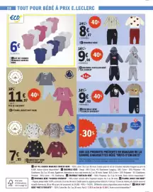 E.Leclerc folder Pagina 28: Lot de 5 bodies manches courtes bebe €6,00, Ensemble bébé €9,90
