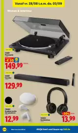 Lidl folder week 35 Pagina 28: Sharp platenspeler €149,99, Sharp soundbar €129,99