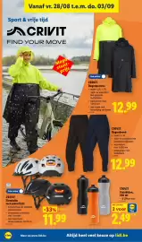 Lidl folder week 35 Pagina 34: Crivit regenponcho €12,99, Crivit fietshelm met achterlicht €11,99