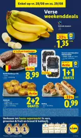 Lidl folder week 35 Pagina 38: Fairtrade bananen €1,35, Runderhamburger xxl €8,99