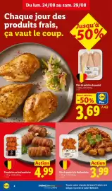 Lidl folder week 35 Pagina 4: Dés de poulet à la thaïlandaise €3,99, Paupiettes au lard marinées €4,99
