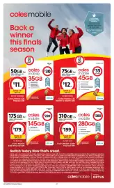 Coles catalogue week 34 Page 48: Coles Mobile $35 Month to Month SIM €12,00, Coles Mobile $30 Prepaid SIM €11,00