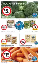 Coles catalogue week 34 Page 9: 100% Aussie Broccoli $5 kg Australian Broccoli $5.00 per kg AUST LIAN GROWN $2.50 pk coles