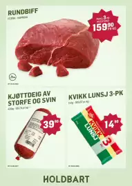 Holdbart kundeavis Side 2: KVIKK LUNSJ 3-PK €14,90, RUNDBIFF €159,90
