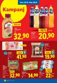 Lidl reklamblad vecka 35 Sida 25: Fun Light Blandsaft €20,90, Arla Smör & Rapsolja €32,90