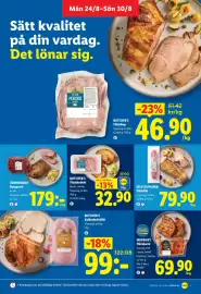 Lidl reklamblad vecka 35 Sida 3: Tönniesbeef Rumpstek €179,00, Butcher’s Fläskkotlett €32,90
