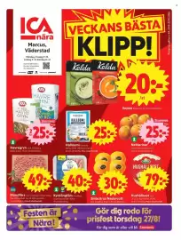 ICA Supermarket reklamblad vecka 34 Sida 1: Soppa €20,00, Nektariner €25,00