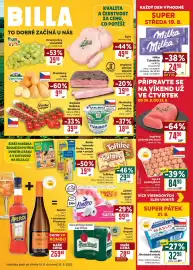 Billa leták týden 34 Strana 1: Anglická slanina speciál €19,90, Tvaroh polotučný €18,90